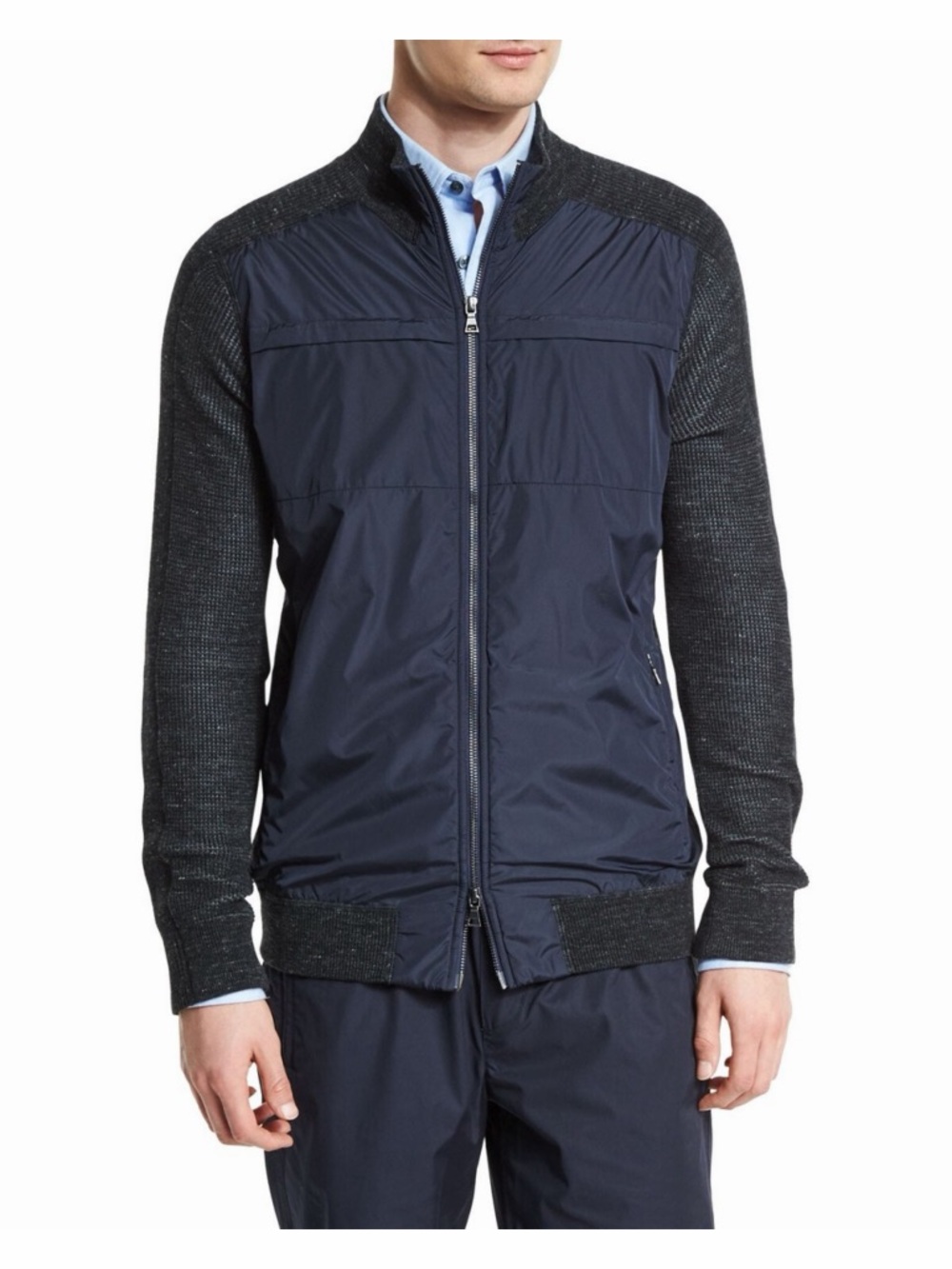 Vince Jasper Jacket Men’s XL Gray Blue Full Zip Cotton Cashmere Blend Preppy